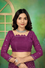 purple bandhani silk georgette saree with blouse