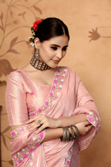 Off White Floral Sequins Embroidery Work Jimmy Choo Saree