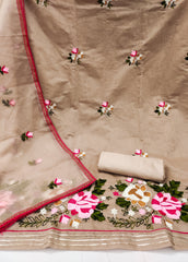 Brown unstitched suit n modal silk For navratri and dandiya Nights