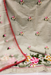 Modal Silk Unstitched suit set for women in natural beige Color