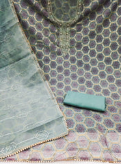 Blue Organza with position handwork Unstitched suit