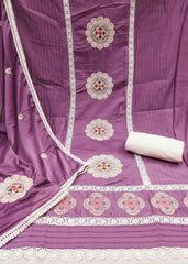 Purple Premium Silk Embroidery work Unstitched suit