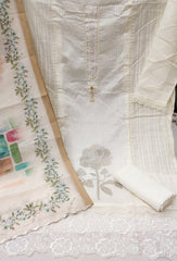 White Embroidered unstitched suit set for Sangeet