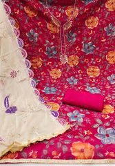 Pink Handworked Viscose Unstitched Suit