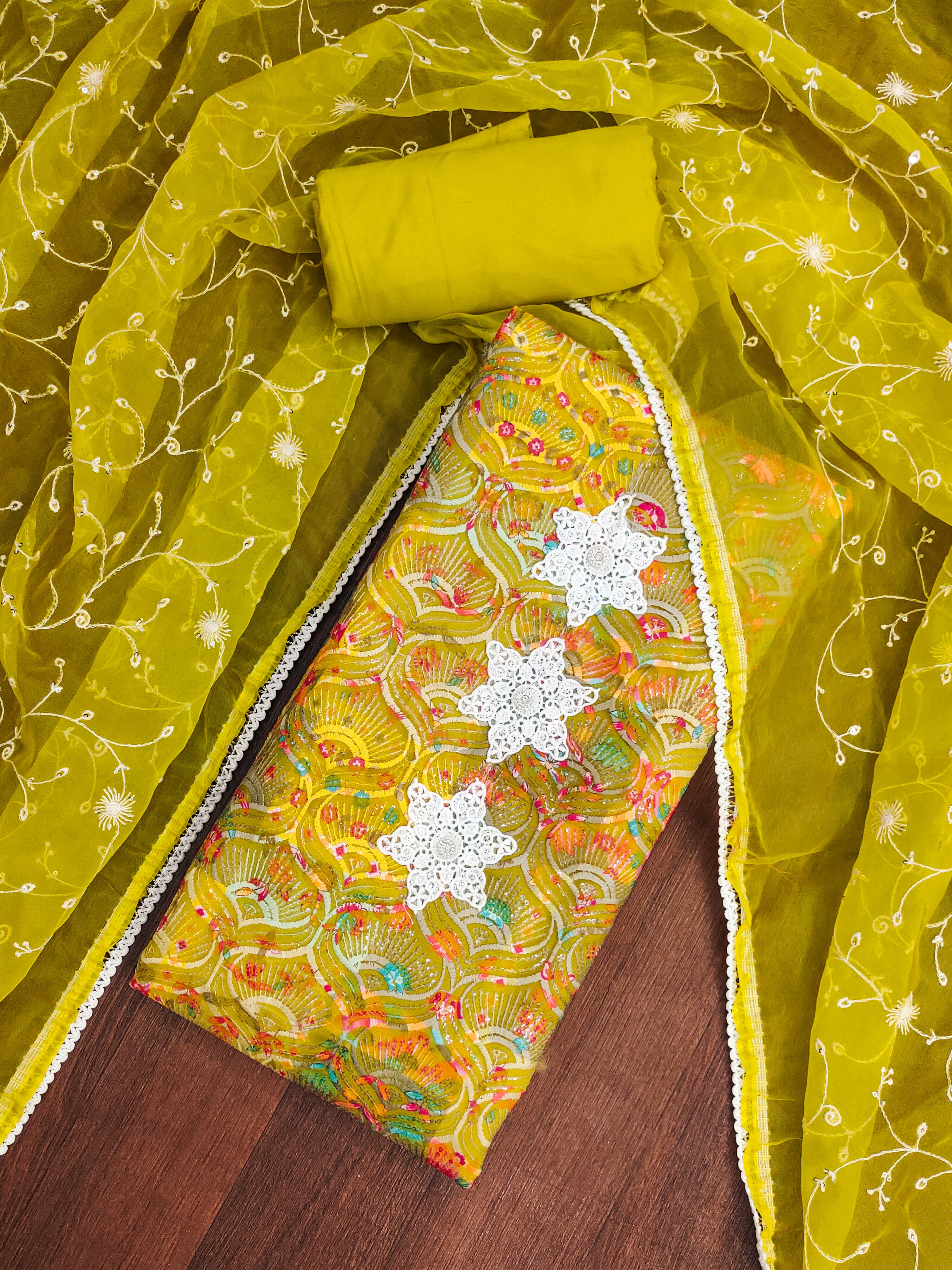 Cotton Unstitched suit For Navratri Pooja