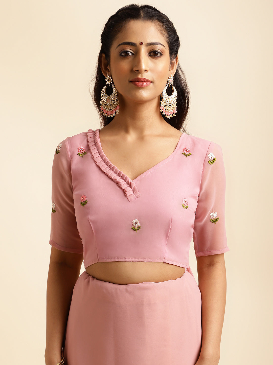 Floral embroidery work blouse design