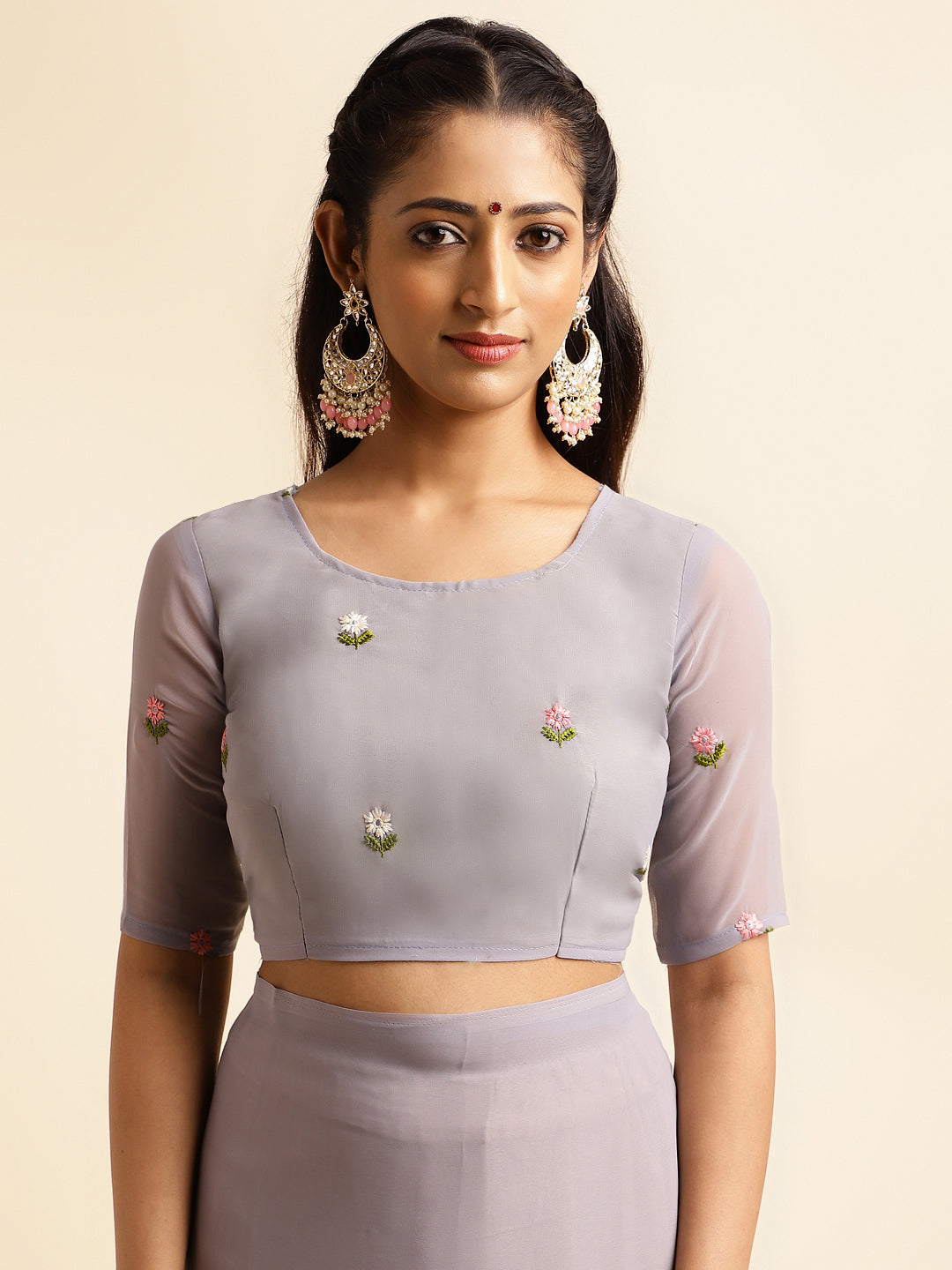 georgette saree with embroidery bouse design