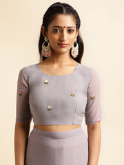 georgette saree with embroidery bouse design