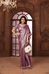 Purple Floral Sequins Embroidery Work Jimmy Choo Saree