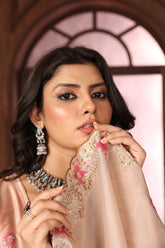 Pink Floral Sequins Border work Jimmy Choo Saree