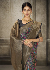 Black Pashmina Banarasi Silk Saree