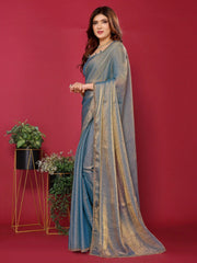 Blue Satin Silk Handwork Work For Festive Saree Look