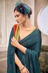 Blue Bollywood Satin Saree