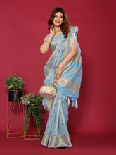 Blue Cotton Silk Thread Work Saree