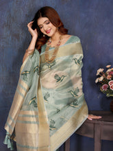 Blue Viscose Thread Work Saree