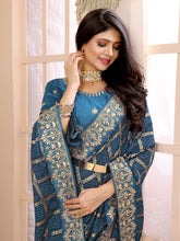 Blue vichitra silk Traditional bandhani saree For Navratri