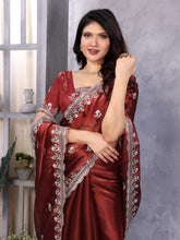 Brown Jimmy Choo silk saree with embroidered border