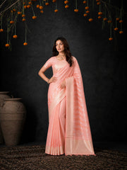 Pink Cotton Silk Embroidery Saree