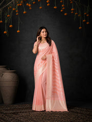 Pink Cotton Silk Embroidery Saree