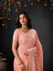 Pink Cotton Silk Embroidery Saree