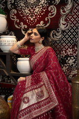 Maroon Bandhani Pattern Vichitra Silk Saree