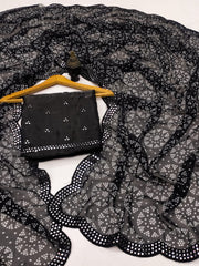 Black georgette bandhani saree