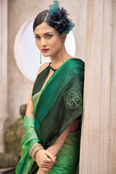 Green Bollywood Satin Saree