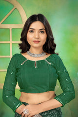 Green Georgette Bandhej Saree With Blouse Design