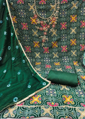 Dark green bandhani Unstitched suit Set for Navratri
