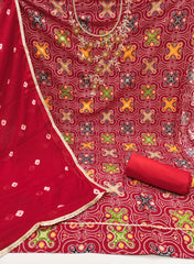 Bandhani Cotton Unstitched suit for women