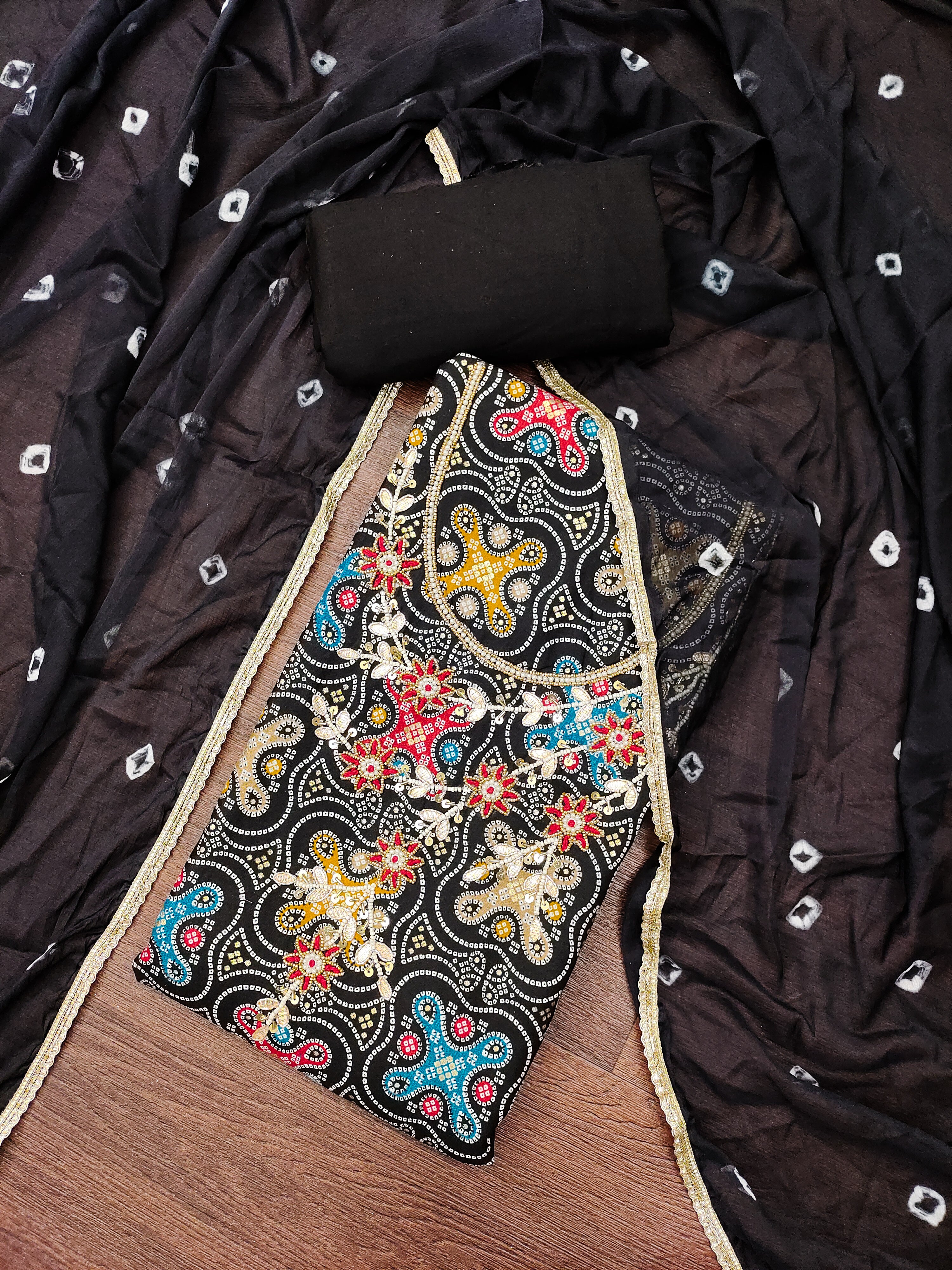 Handworked Unstitched suit set for festivals