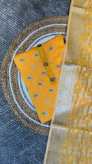 Yellow Banarasi jacquard Unstitched suit