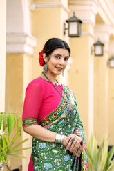 Half and Half Bandhej saree For Navratri