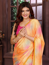 Orange Ready To Wear Shibori Print Saree