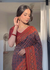 Red Cotton Classic Patola Print Saree