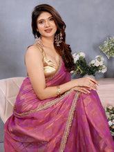 Pink Chiffon Sequin Saree For Engagement Party 2025