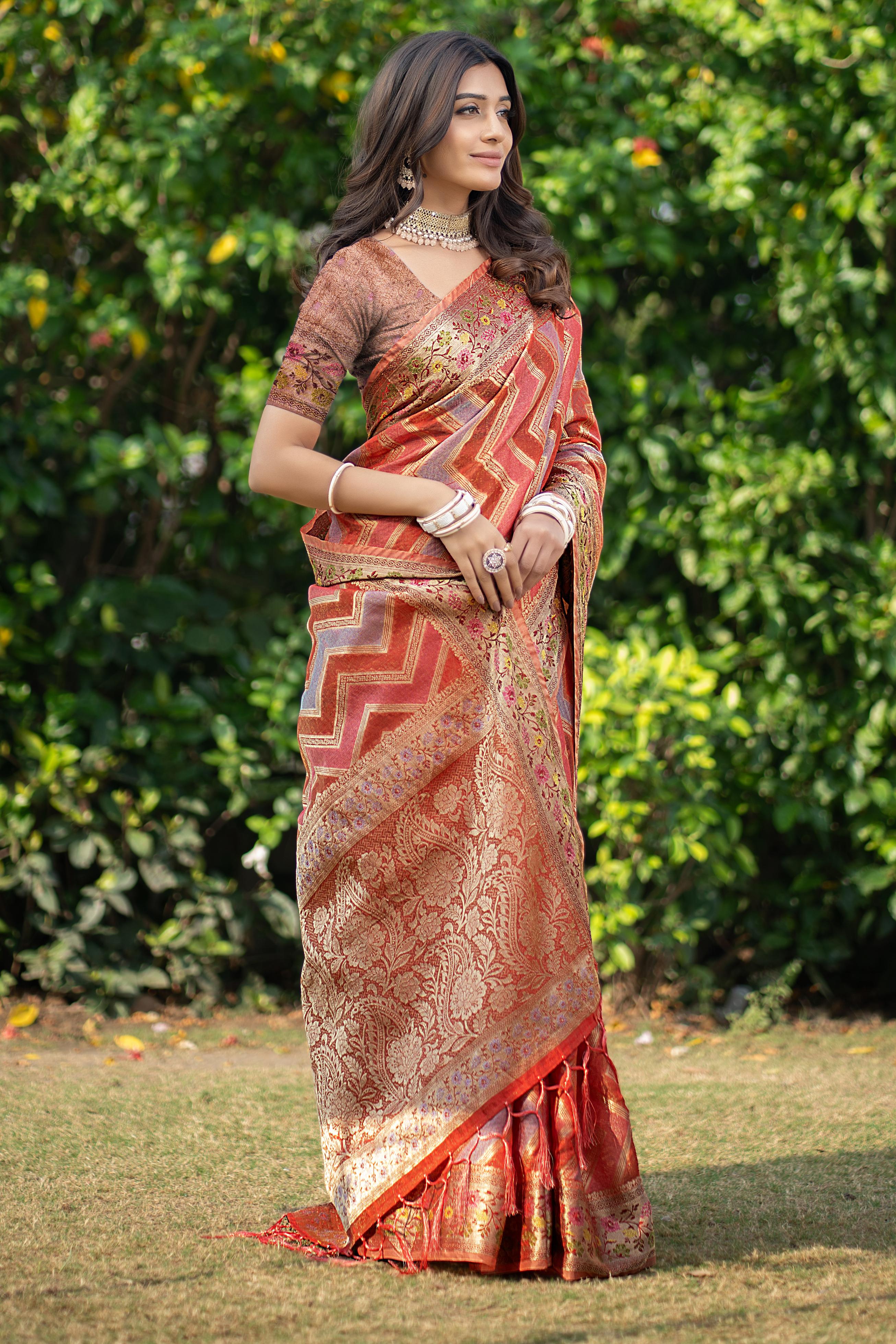 Organza leheriya silk saree for wedding