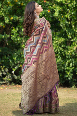 Organza Leheriya saree for festive wear
