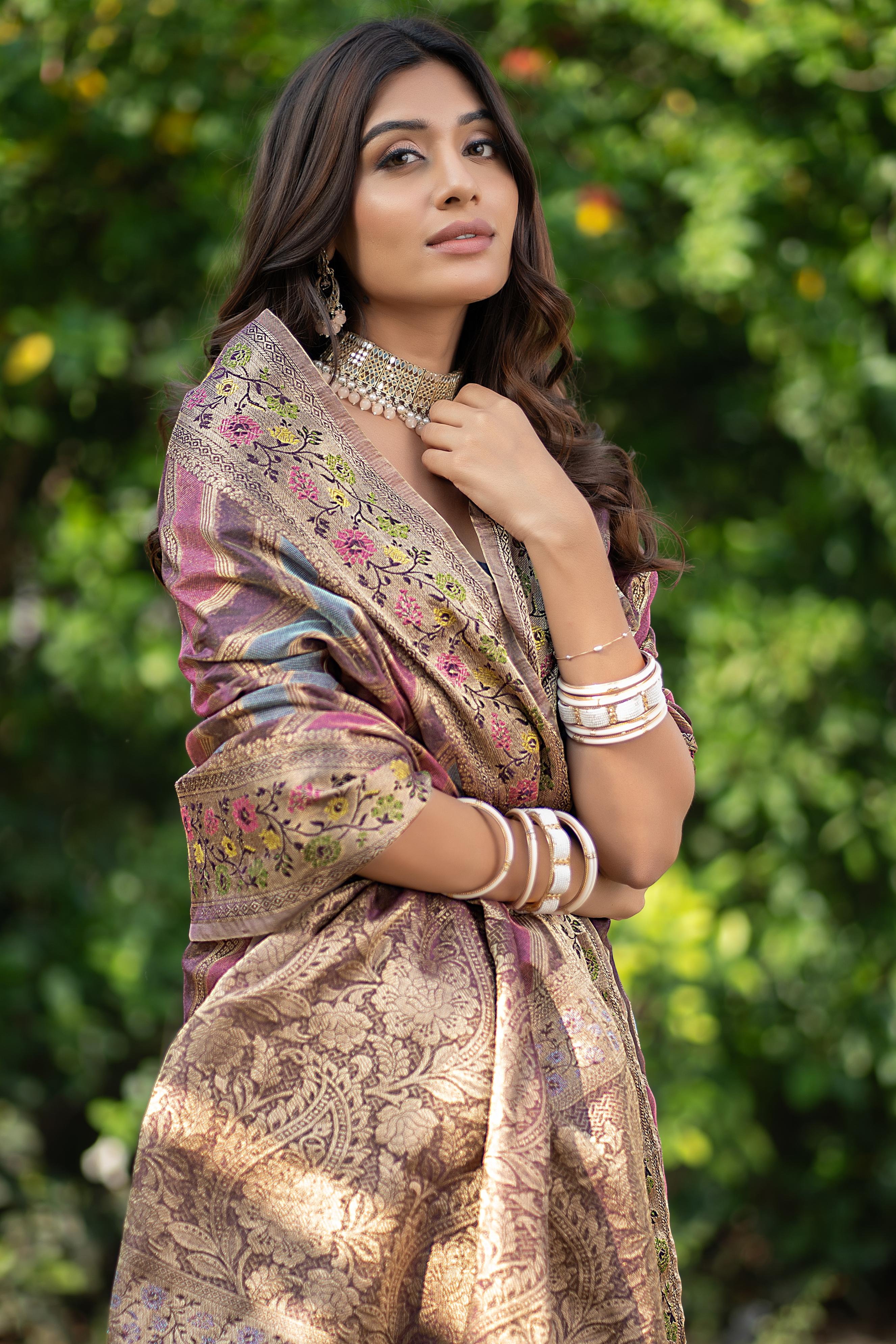 Organza zari woven Leheriya saree for wedding