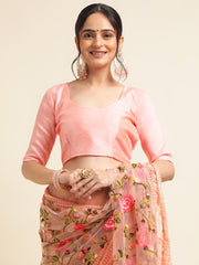 Blouse design for net floral embroidery saree