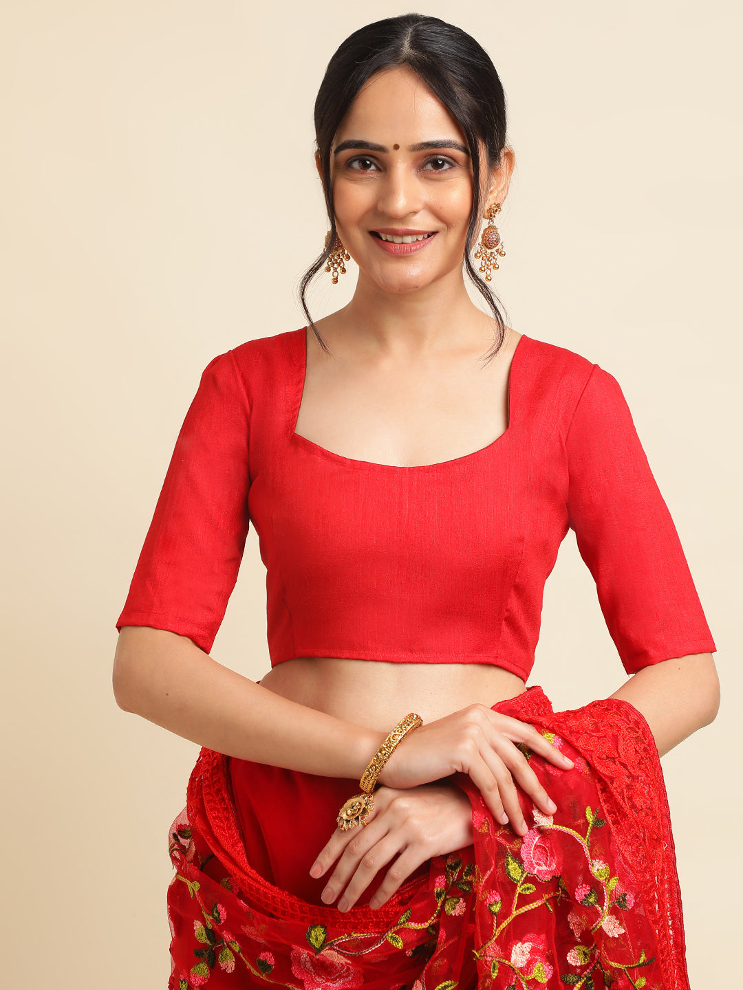 blouse design for net embroidery saree