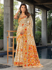 Mustard Floral Soft Cotton Saree