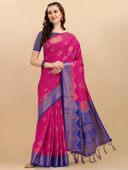Rani Pink Banarasi Weaving Saree