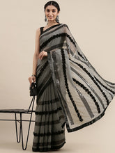 Black ribbon sequence georgette saree