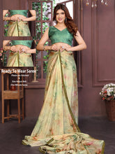 Sea Green Ready To Wear Shibori Print Saree