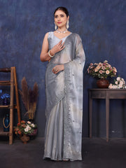 Grey Pure and Soft Jimmy Choo Designer saree