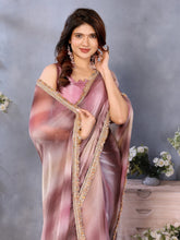 Pink Satin Silk Sequin Embroidery Border Work