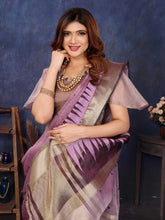 Purple Cotton Tissue Silk Sequence work Saree
