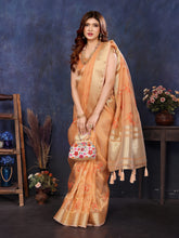 Orange Viscose Thread Work Saree