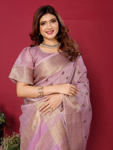 Purple Cotton Silk Thread Work Saree